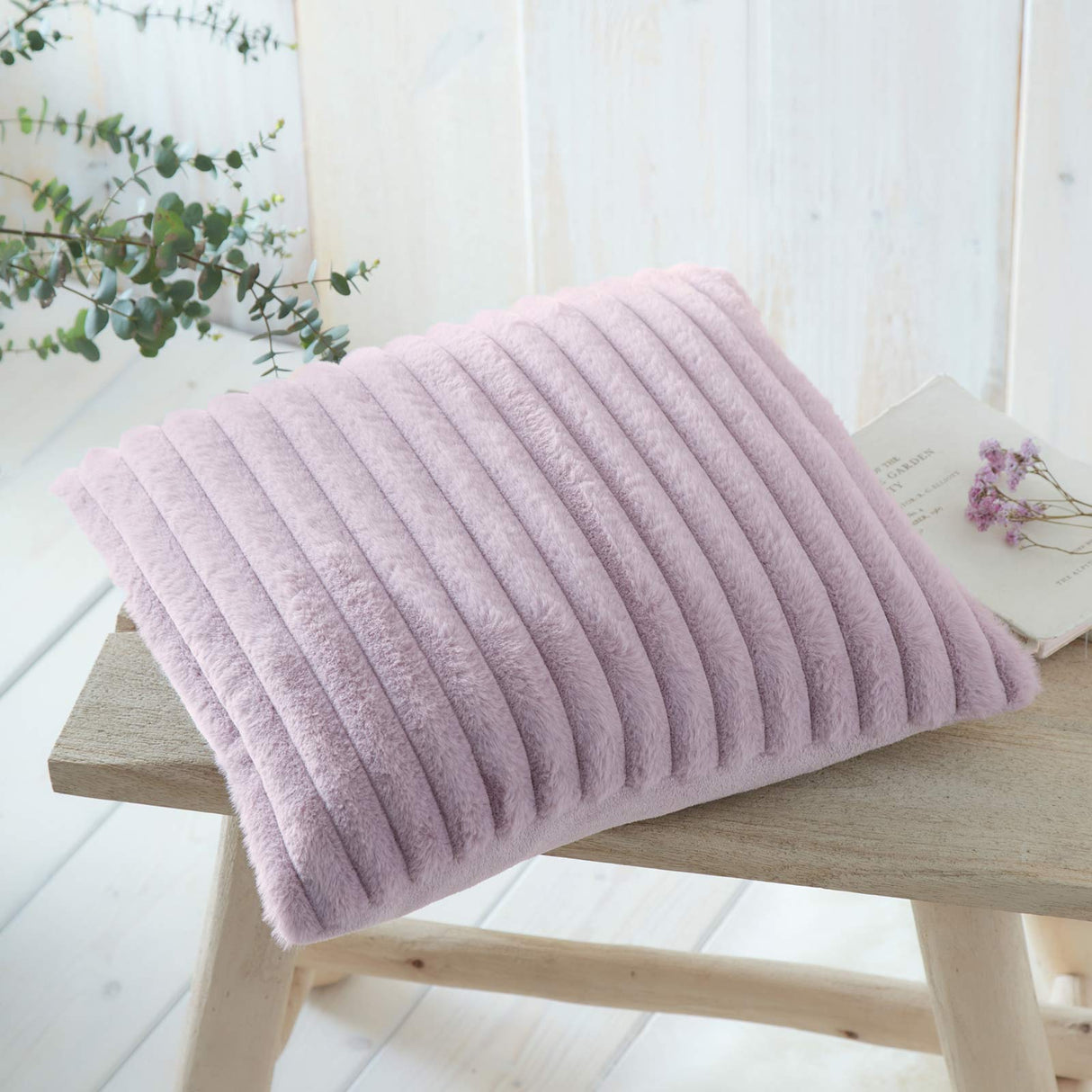 Hygge Morritz Faux Fur Cosy Cushion Cover 43cm x 43cm - Grey image 2