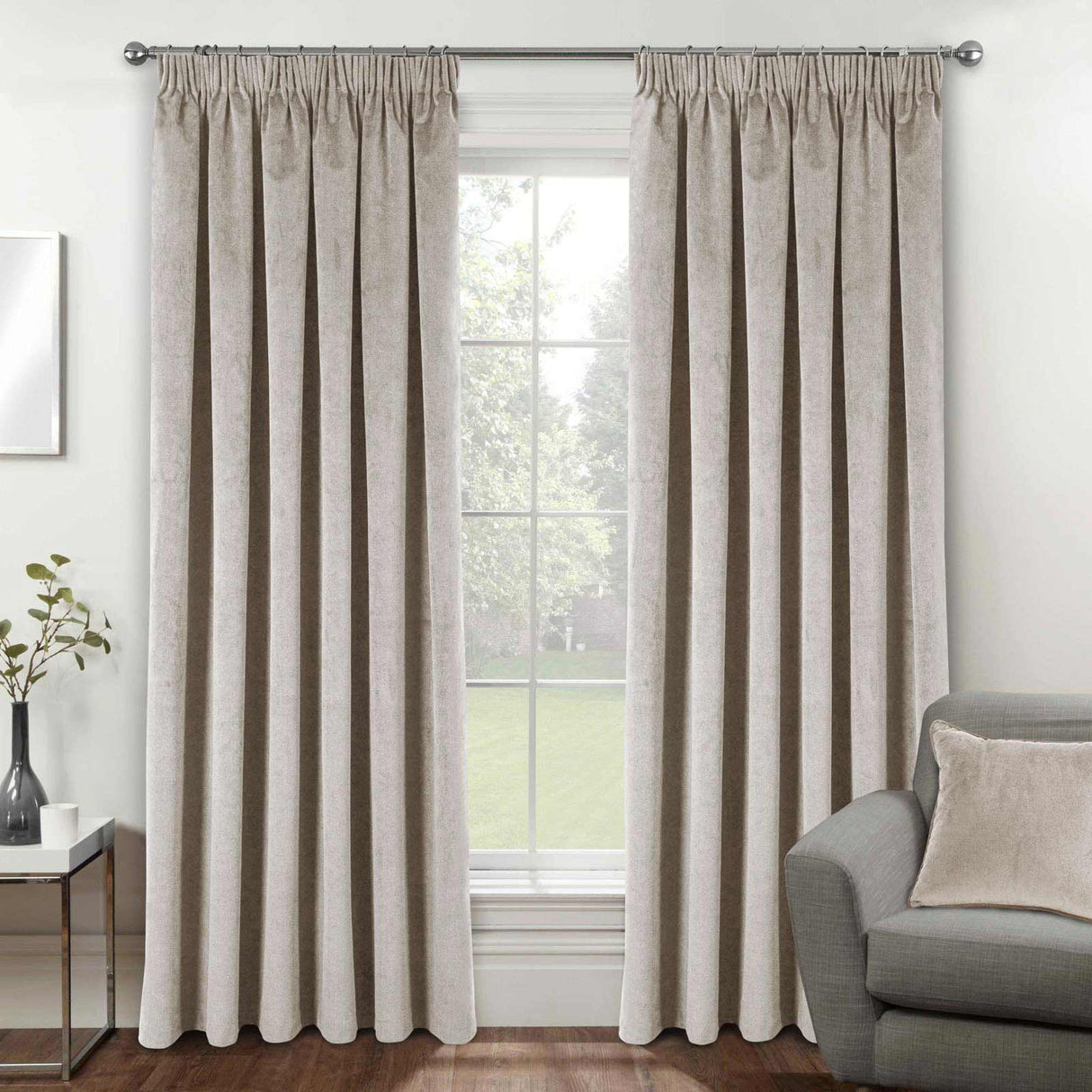 Oxford Velvet Blackout Tape Top Pencil Pleat Curtains by Enhanced Living
