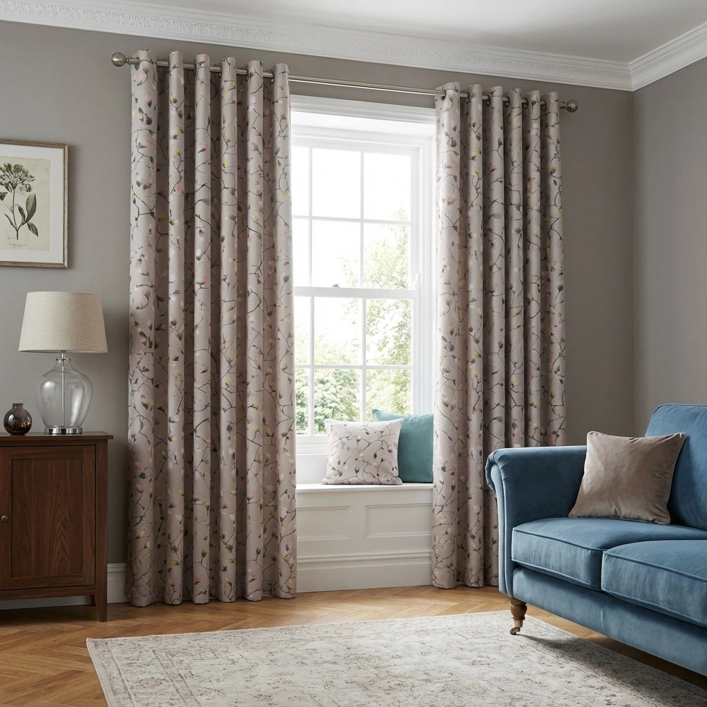 Blossom Bud Thermal Blackout Dimout Eyelet Curtains