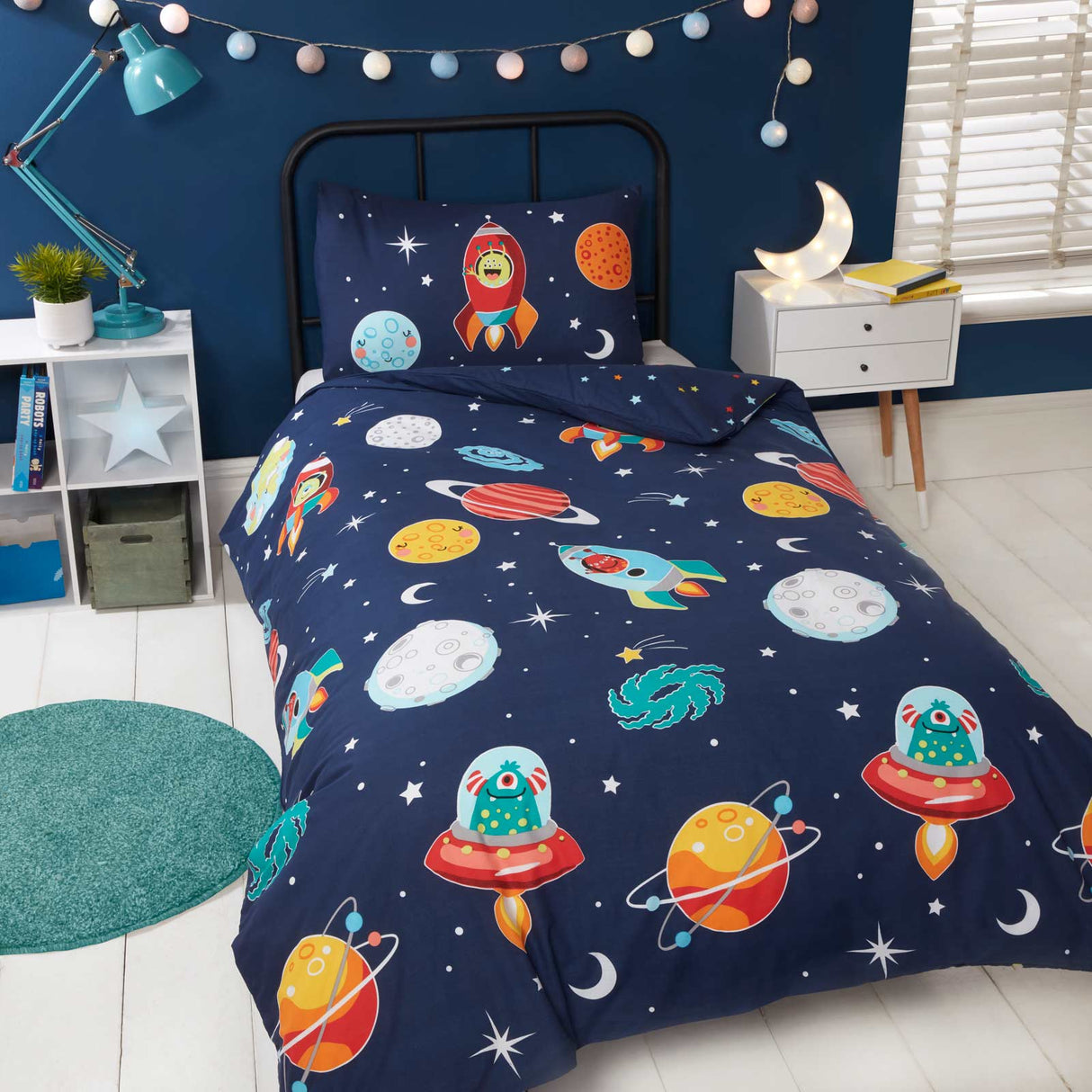 Space Aliens Glow in the Dark Duvet Cover Set by Rapport Home