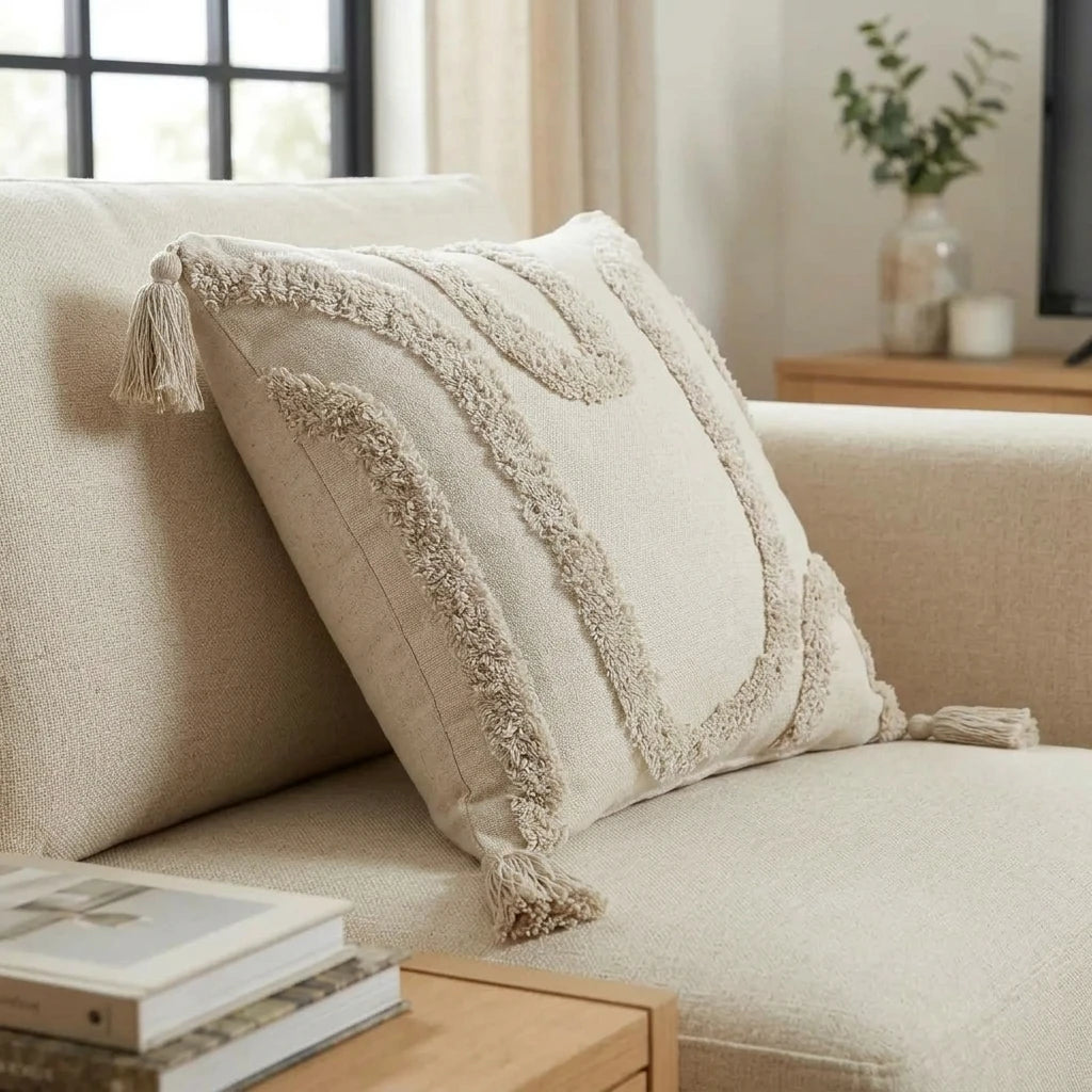 Cabana Tufted 100% Cotton Silver Cushion Cover 43cm x 43cm