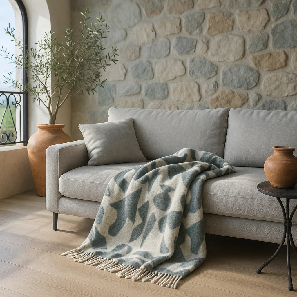 Meta Abstract Woven Tasselled Dusk Throw Blanket 130cm x 180cm