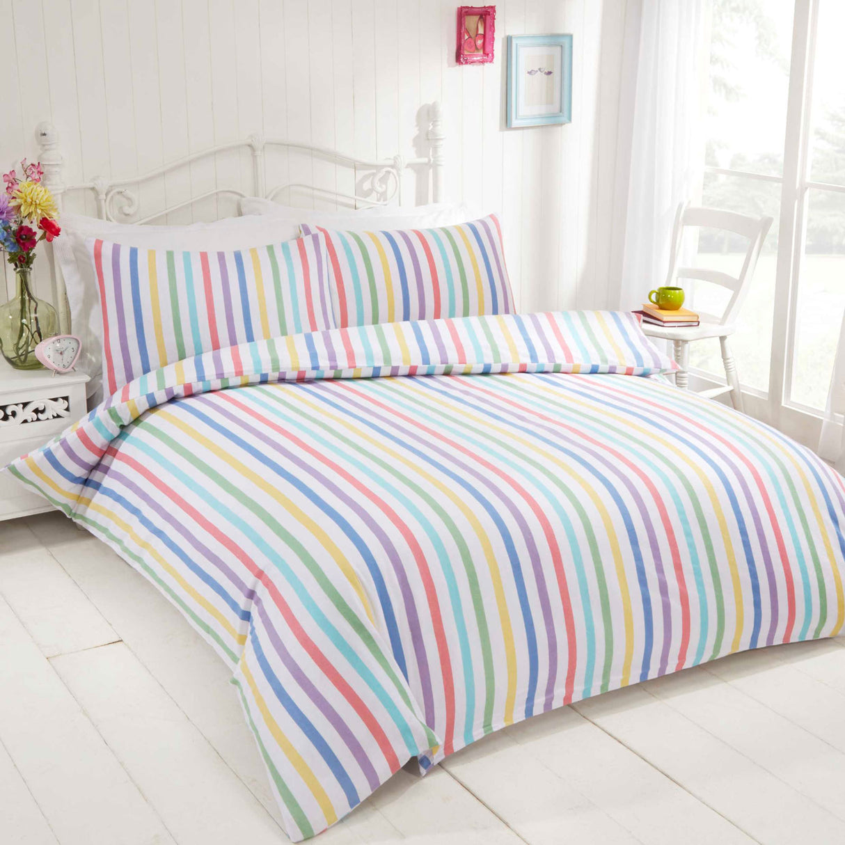 Candy Stripe Flannelette Duvet Cover Set Duvet Cover Rapport Single