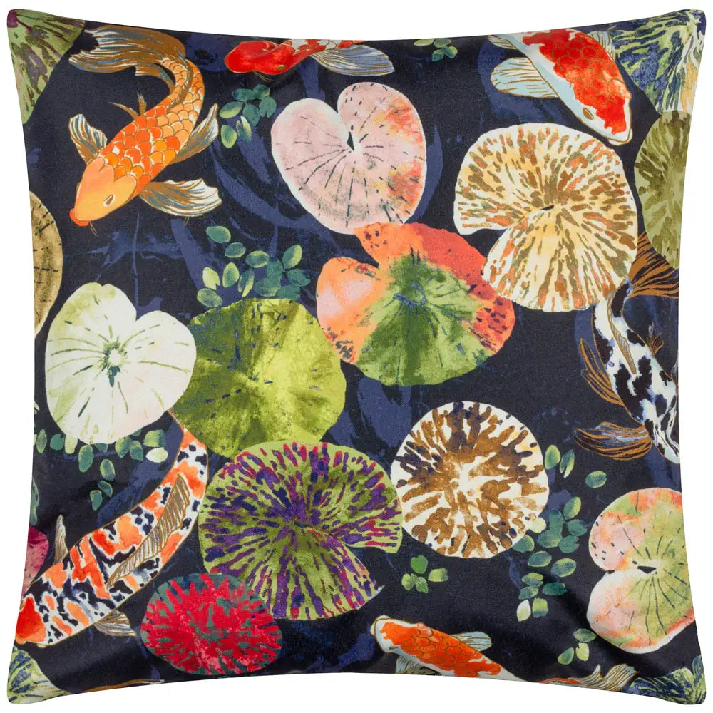 Koi Pond Midnight Outdoor Cushion Cover 17" x 17" by furn. 4