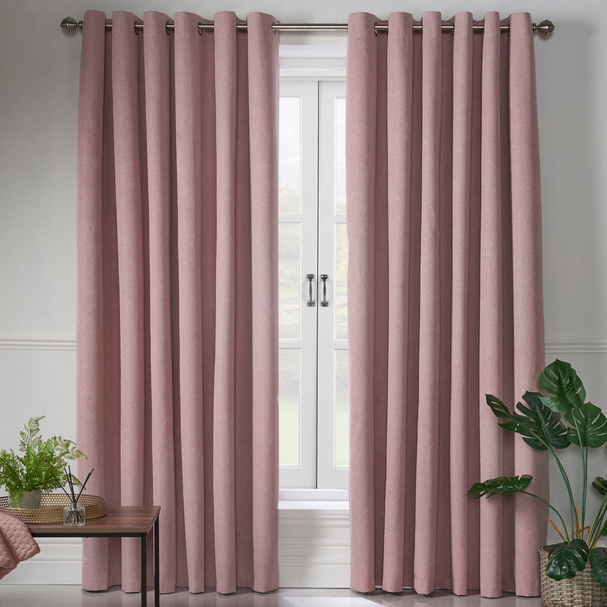 Blackout Linen Look Eyelet Curtains Blush Eyelet Curtains Alan Symonds 43" x 54"