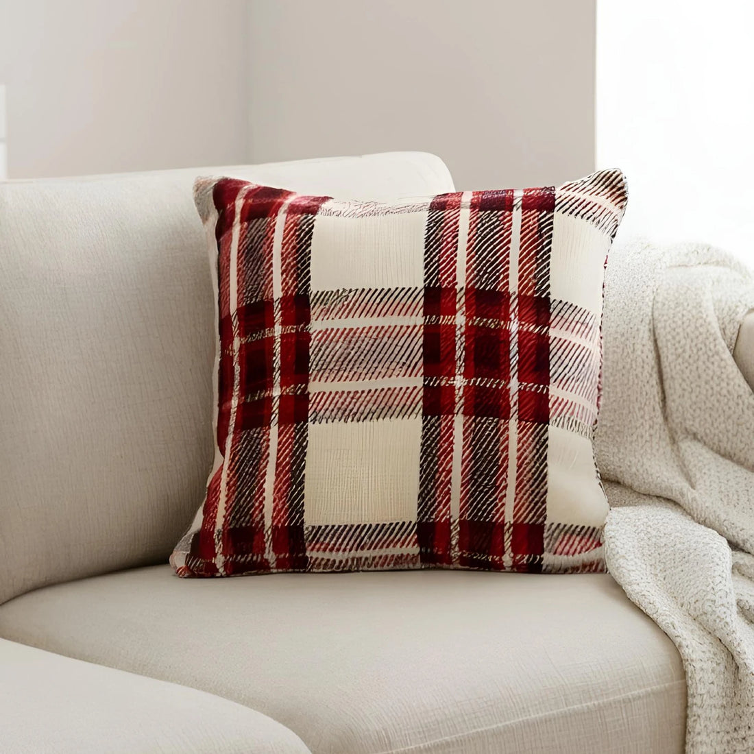 Highland Check Red Cushion Cover 17" x 17