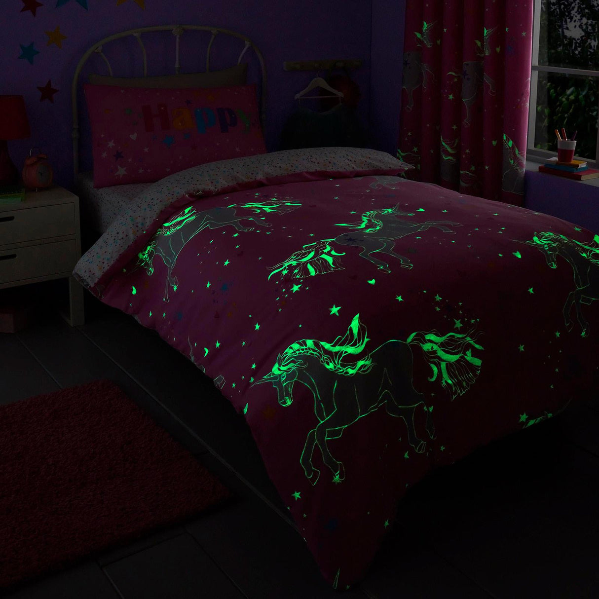 Unicorn Glow Kids Duvet Cover Set by Bedlam