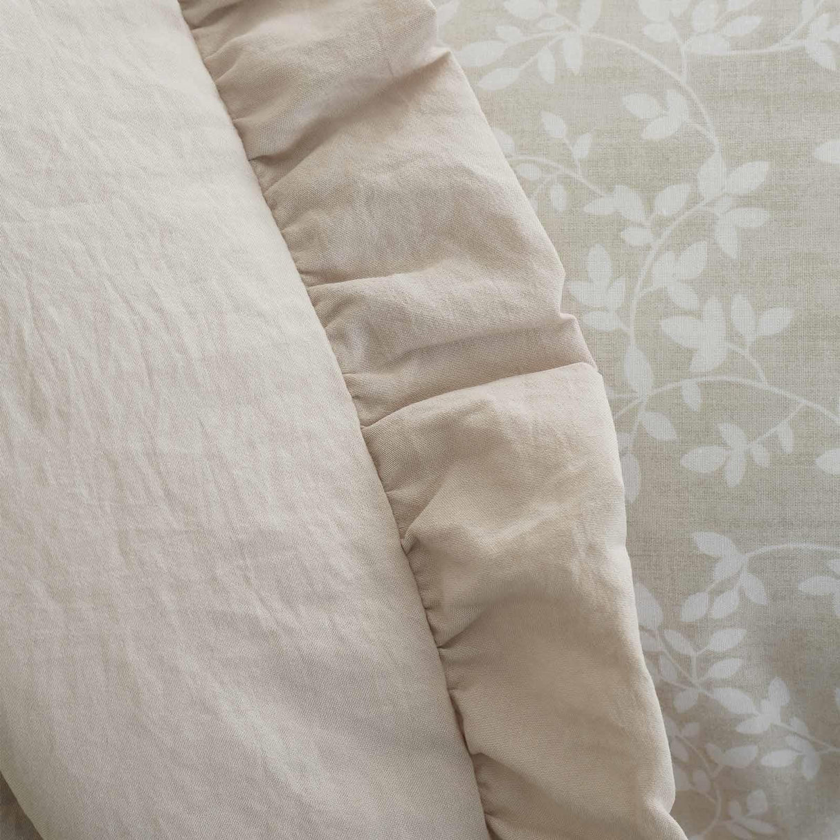 Bianca Soft Washed Frill Bedspread Beige 220cm x 230cm 5
