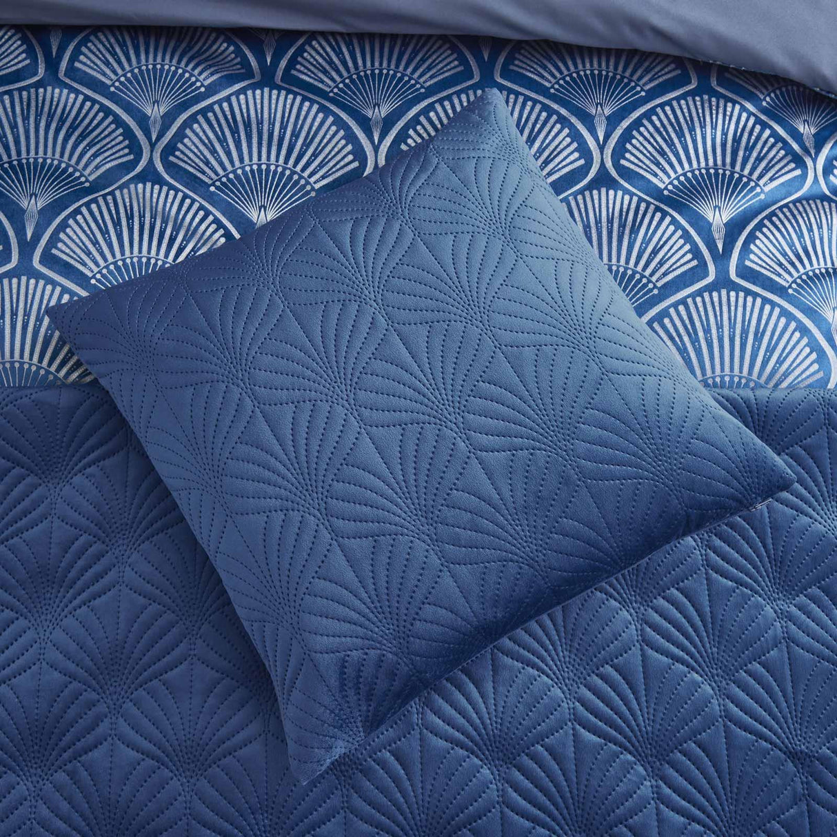 Catherine Lansfield Art Deco Pearl Navy Blue Filled Cushion