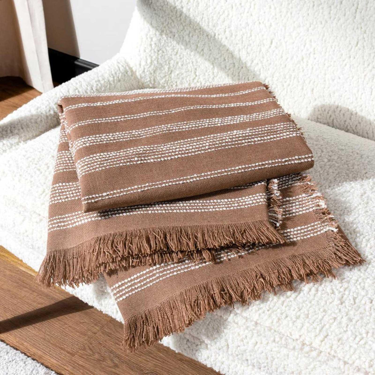 Jour Woven Fringed Throw Blanket 130cm x 180cm by furn.