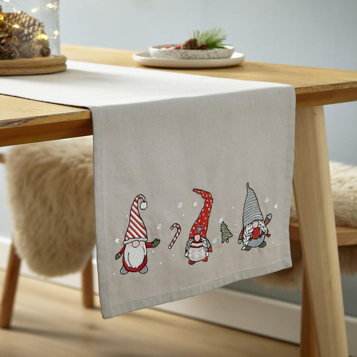 Catherine Lansfield Christmas Gnomes Festive Table Runner
