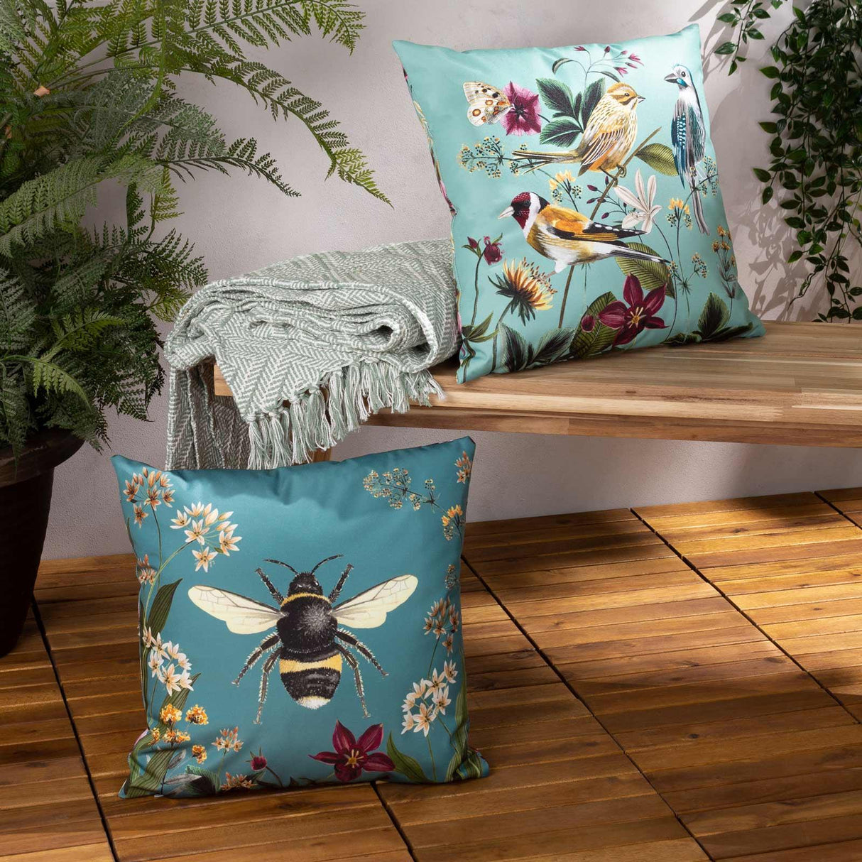 Midnight Garden Bee Outdoor Cushion Cover 17" x 17" by Wylder 2