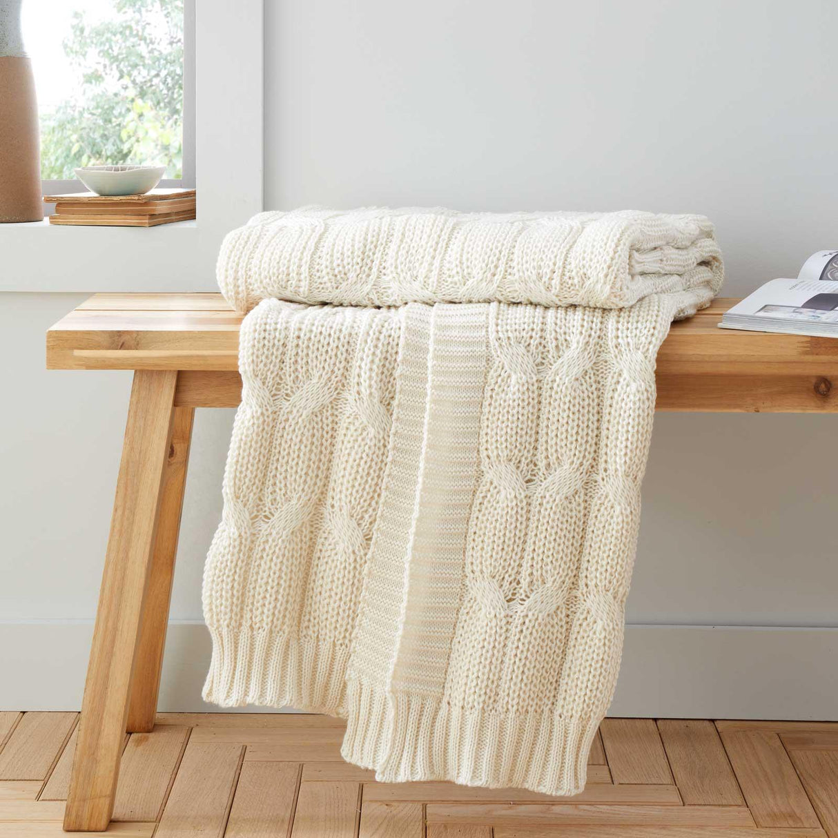 Chunky Marl Knit Throw Blanket 130cm x 170cm by Catherine Lansfield