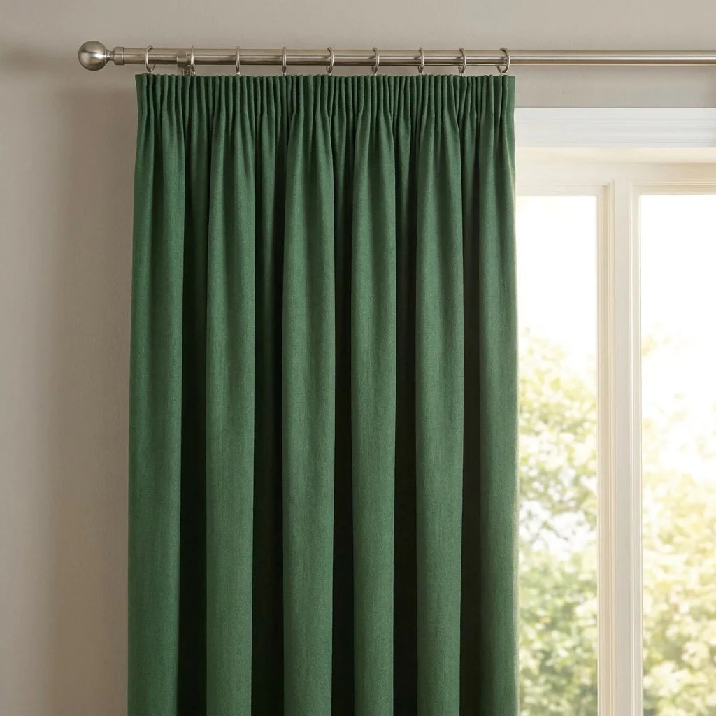Dijon Blackout Thermal Tape Top Pencil Pleat Curtains - Bottle Green image 2