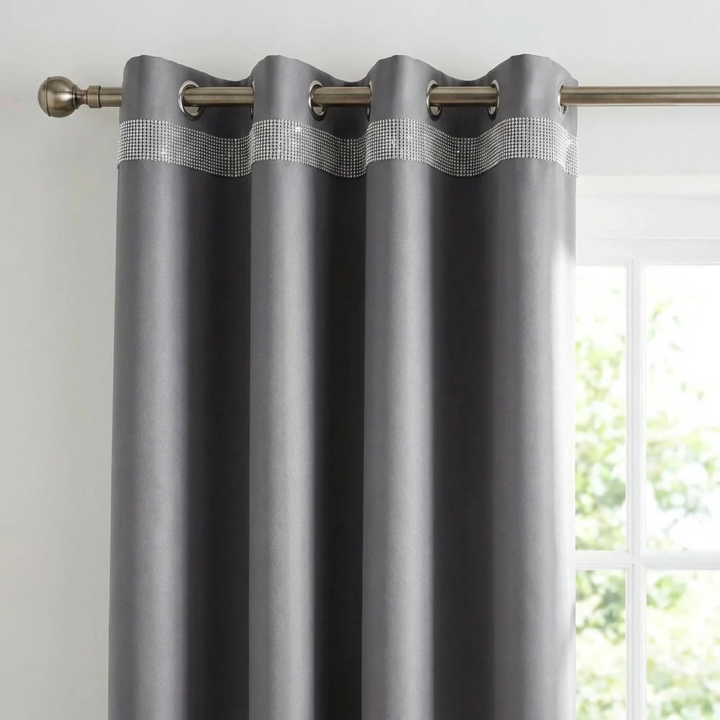 Palace Blockout Eyelet Curtains - Silver image 2