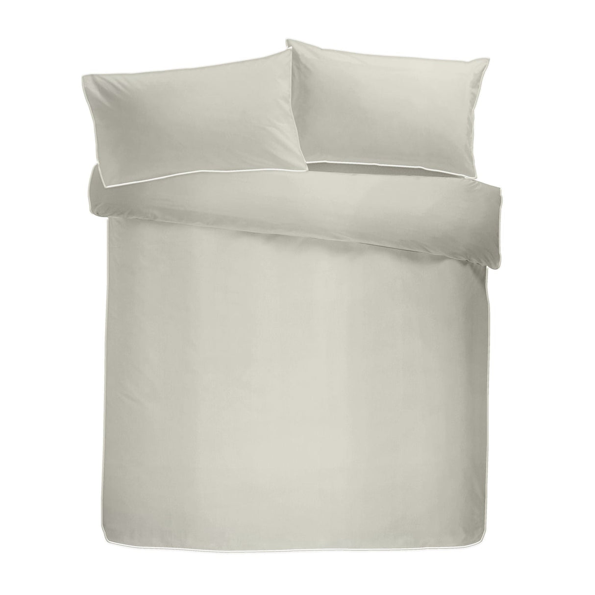 200 Thread Count 100% Cotton Duvet Cover Set - Silver with White Piping - 200 Thread Count Plain Dye Duvet Cover Set In Silver With White Piping 3
