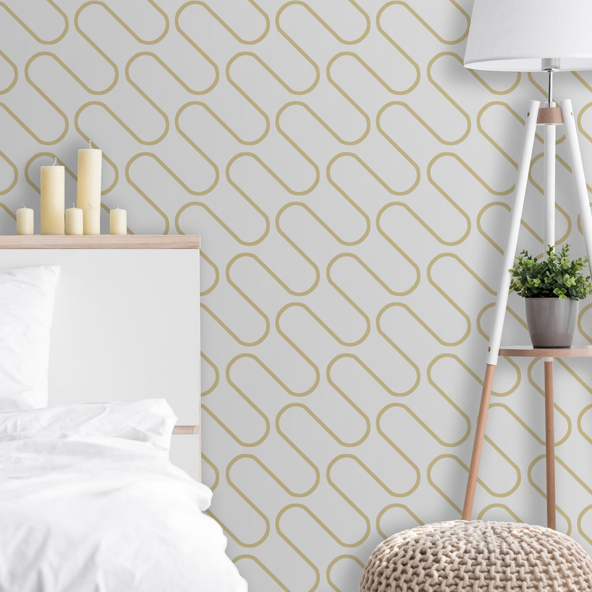 Catherine Lansfield Linear Curve Black Geometric Wallpaper - Linear Curve Geometric White Natural