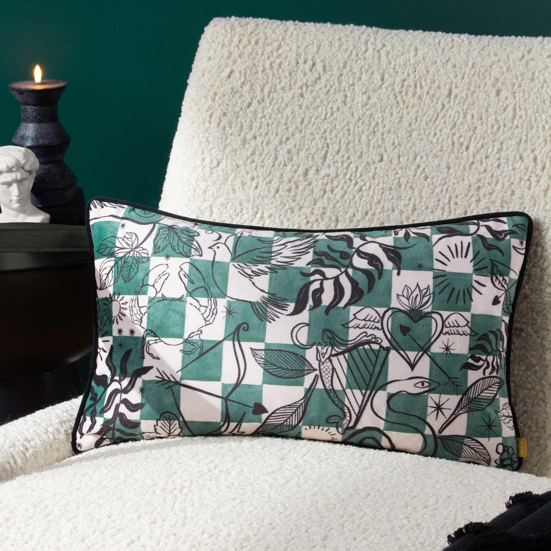 Mythos Checkerboard Velvet Cushion Cover 30cm x 50cm