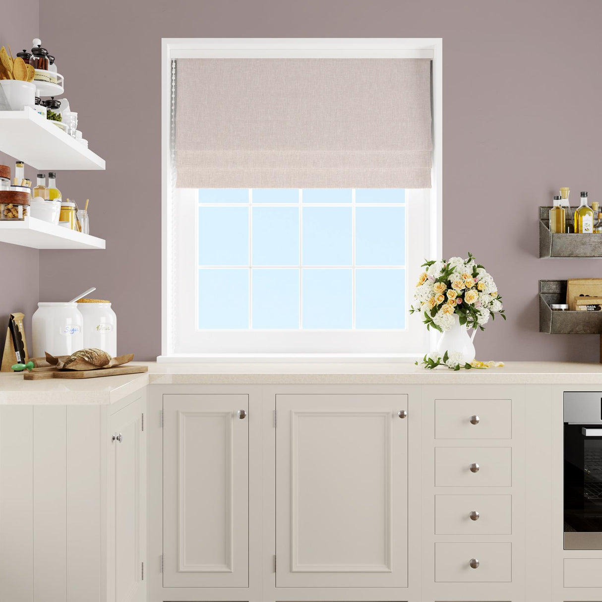 Asana Blush Made To Measure Roman Blind by Style Furnishings