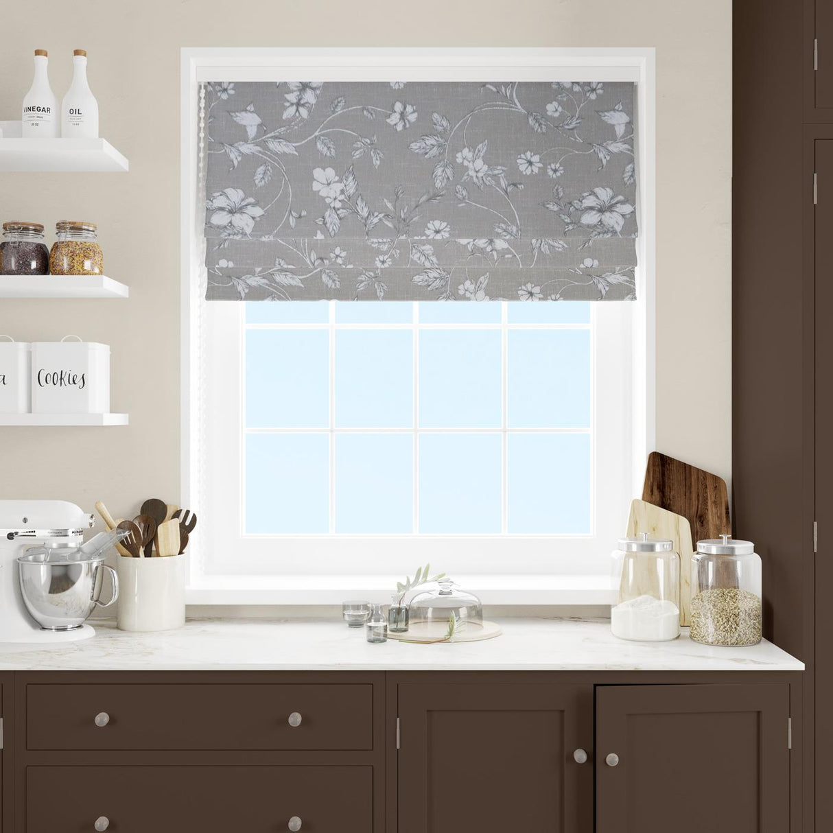 Etched Vine Sandstone Made To Measure Roman Blind by Style Furnishings