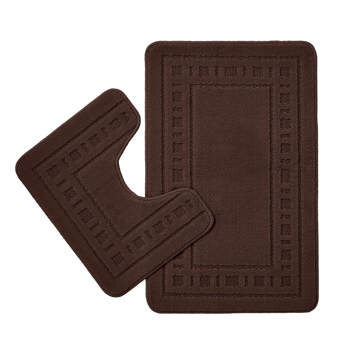 Catherine Lansfield Armoni 2 Piece Bath Mat and Pedestal Bathroom Set - Armoni Chocolate Bath Set