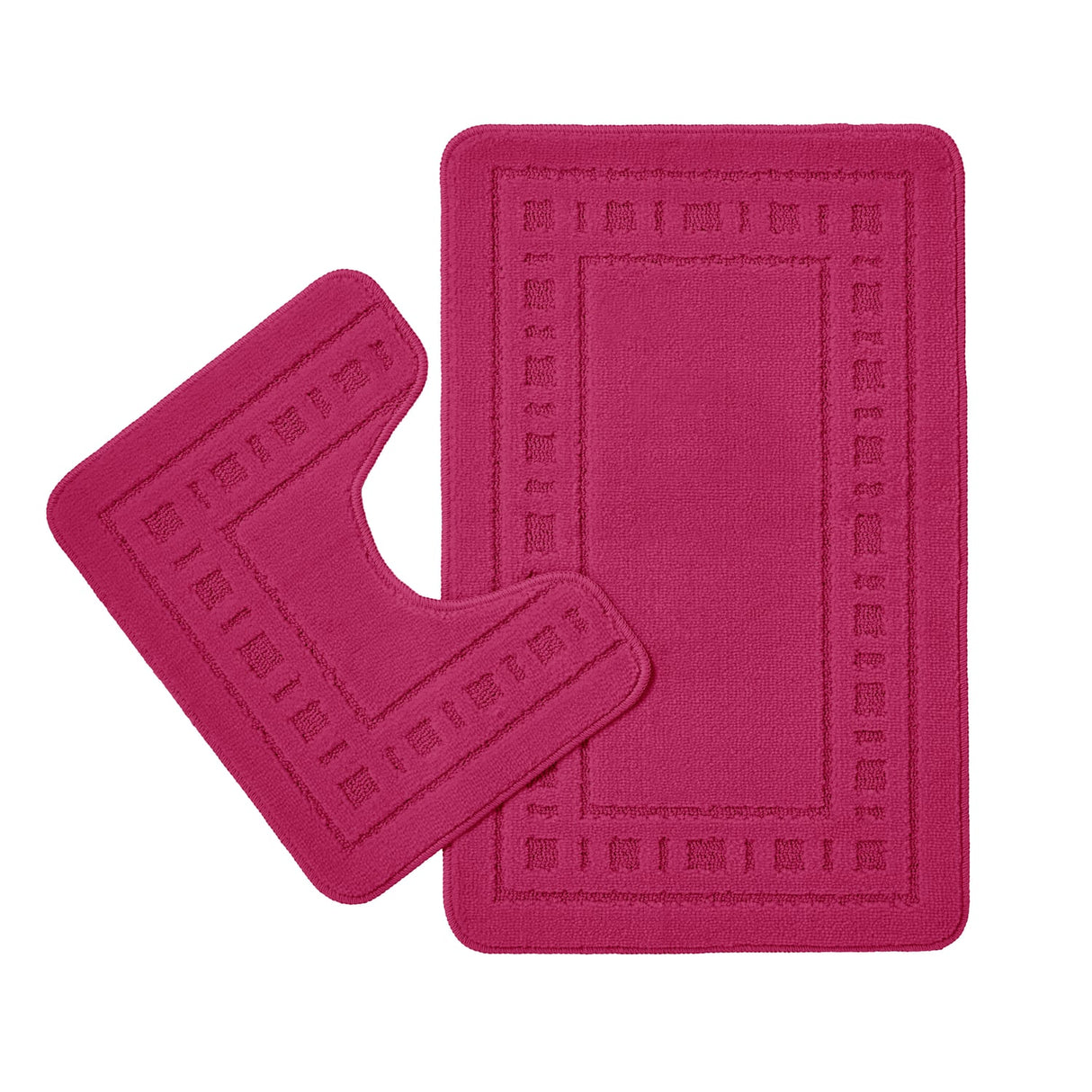 Catherine Lansfield Armoni 2 Piece Bath Mat and Pedestal Bathroom Set - Armoni Hot Pink Bath Set
