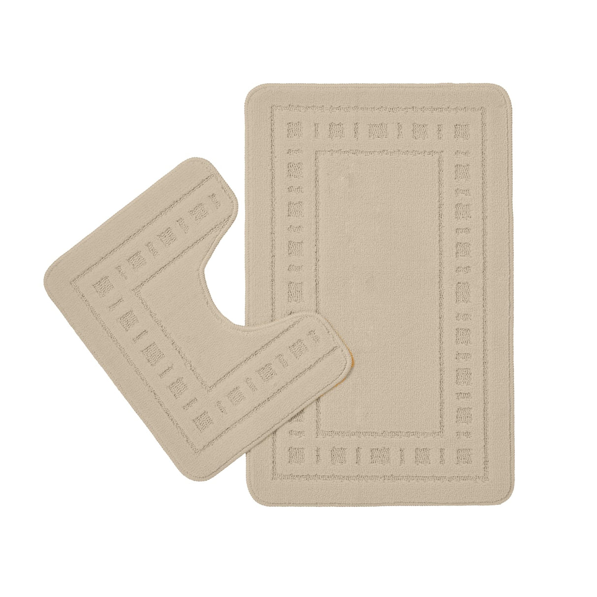 Catherine Lansfield Armoni 2 Piece Bath Mat and Pedestal Bathroom Set - Armoni Natural Bath Set