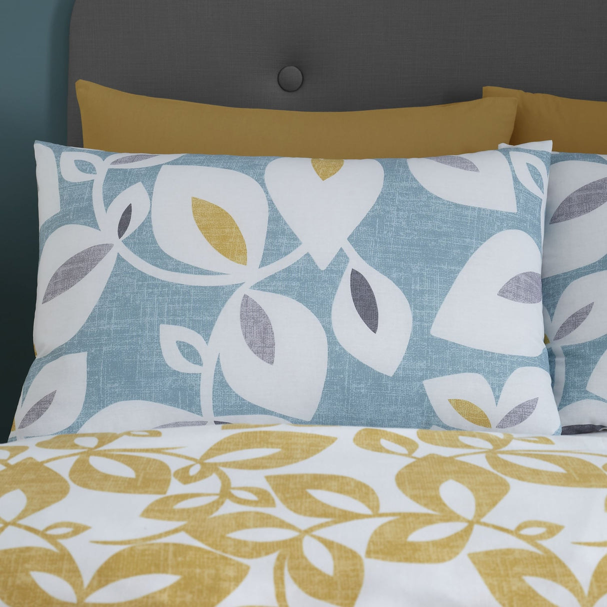 Catherine Lansfield Inga Leaf Duvet Cover Set - Inga Leaf Teal