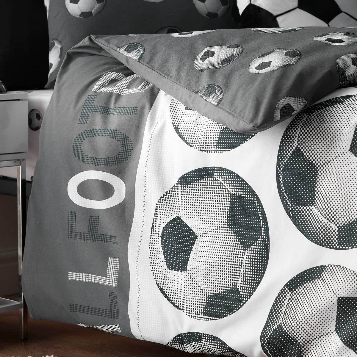 Catherine Lansfield Football Duvet Cover Set - Football Grey Duvet Set