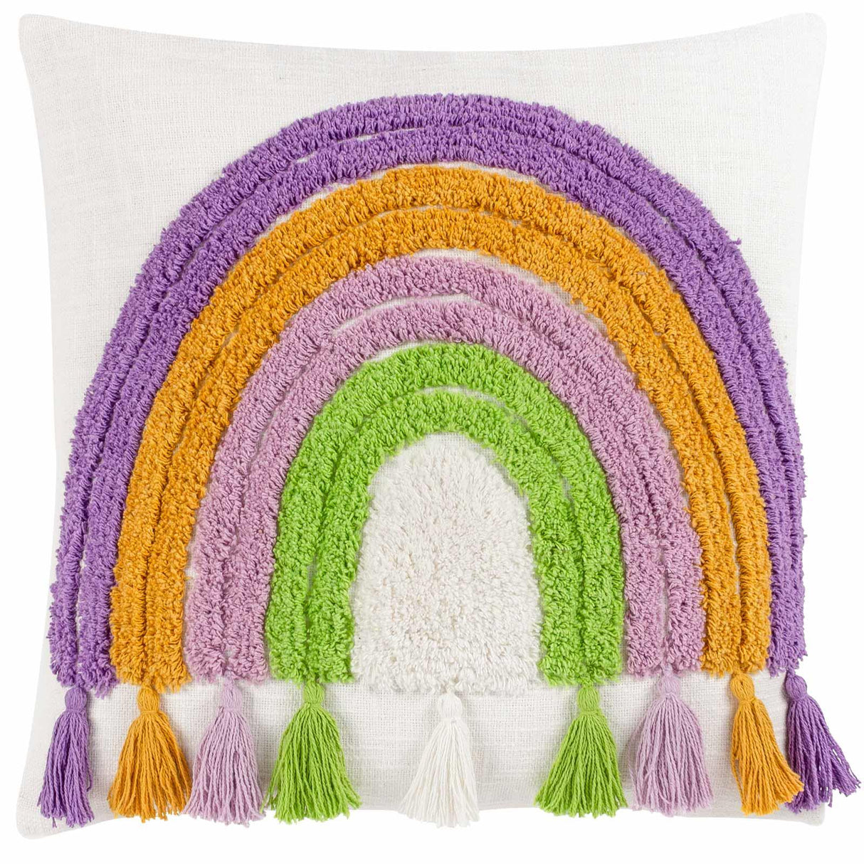 Rainbow Tassels Cotton Tufted Cushion Cover by heya home 2