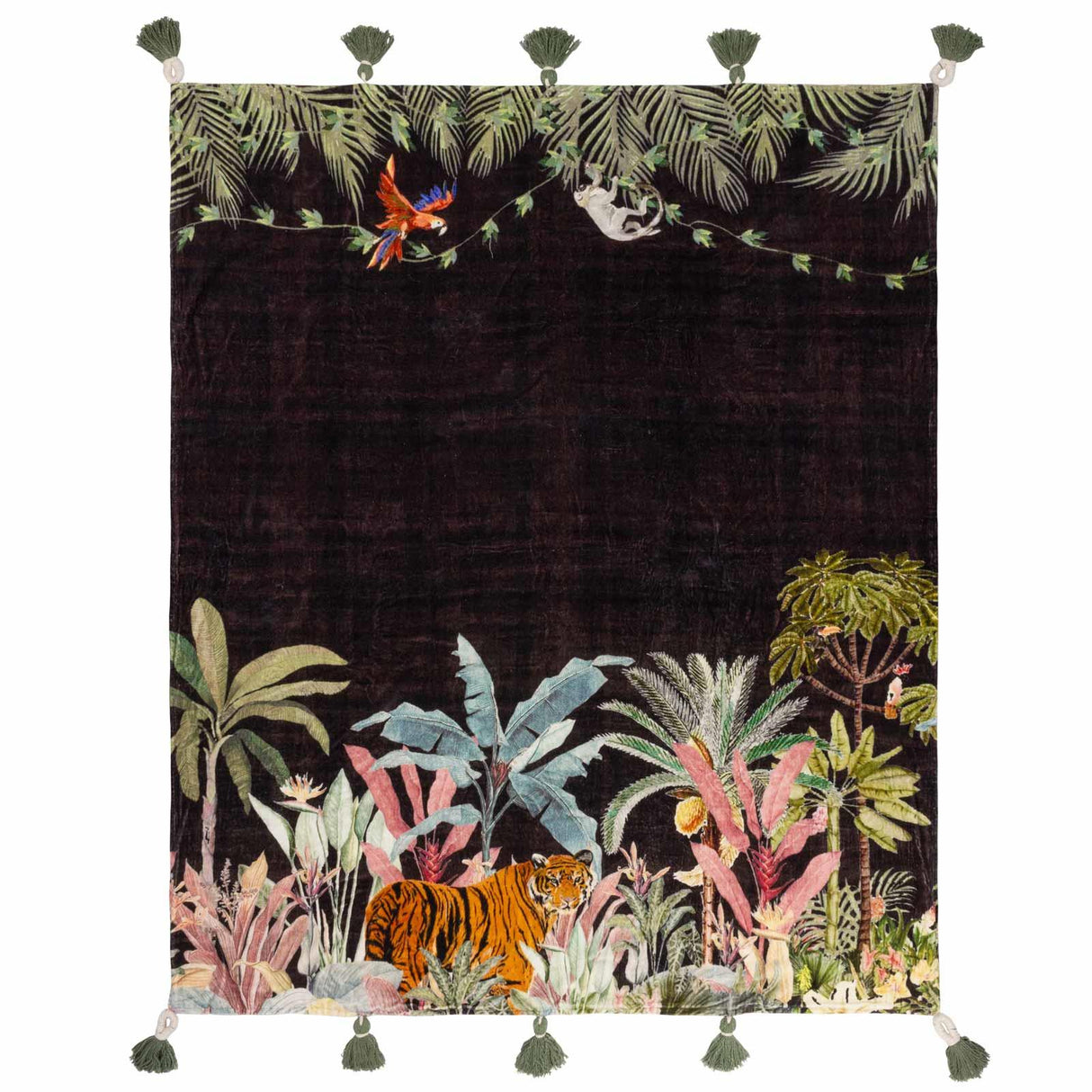 Midnight Jungle Throw Noir 120cm x 150cm by Wylder Tropics