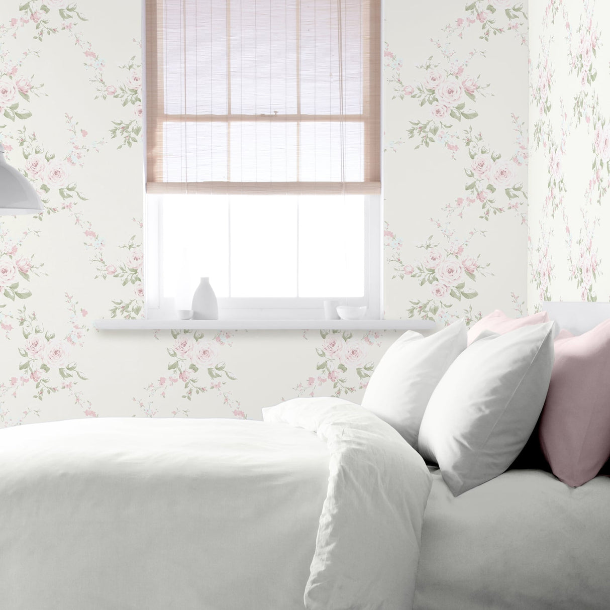 Catherine Lansfield Canterbury Floral Wallpaper Cream - Canterbury Cream Pink Wallpaper