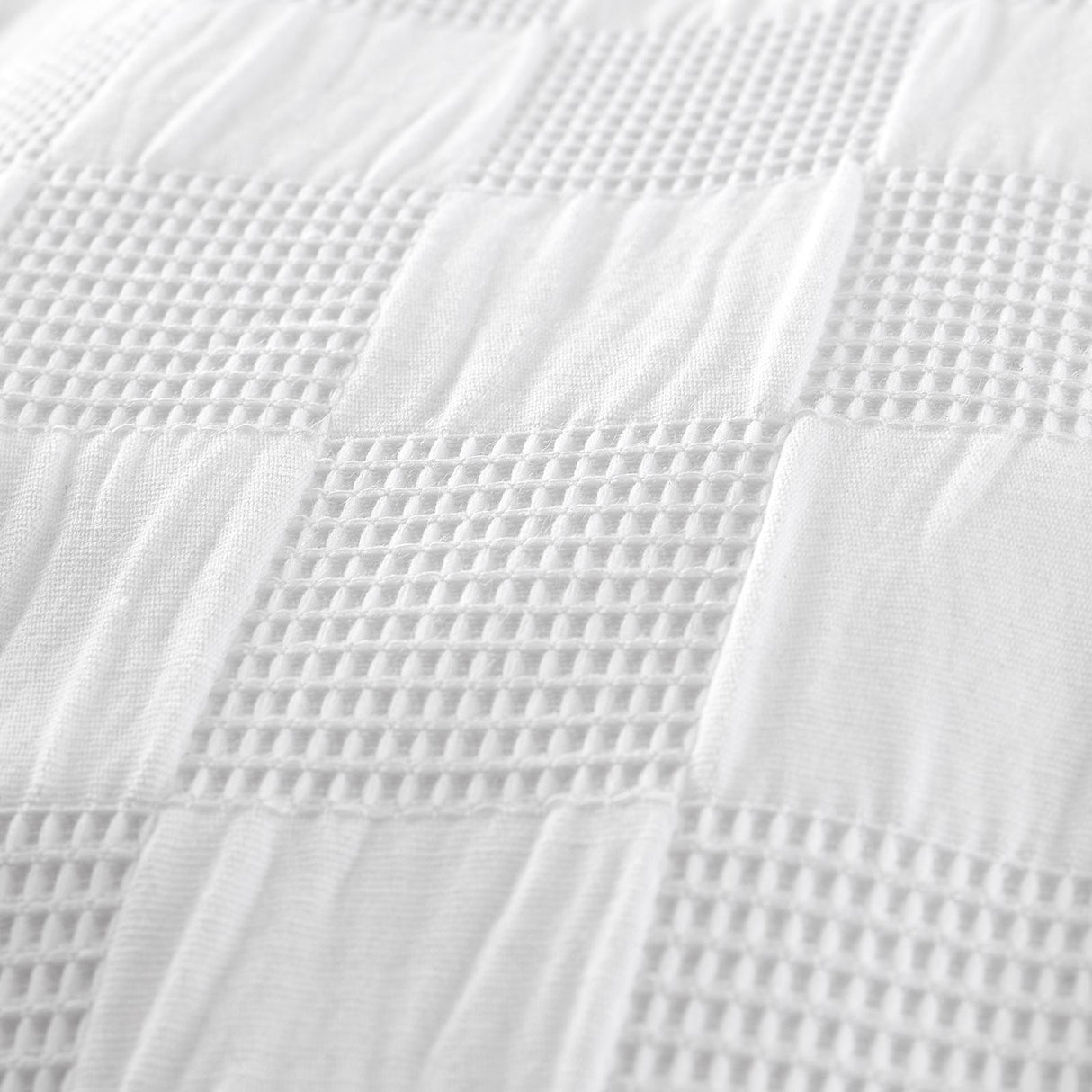 Waffle Checkerboard White Duvet Cover Set