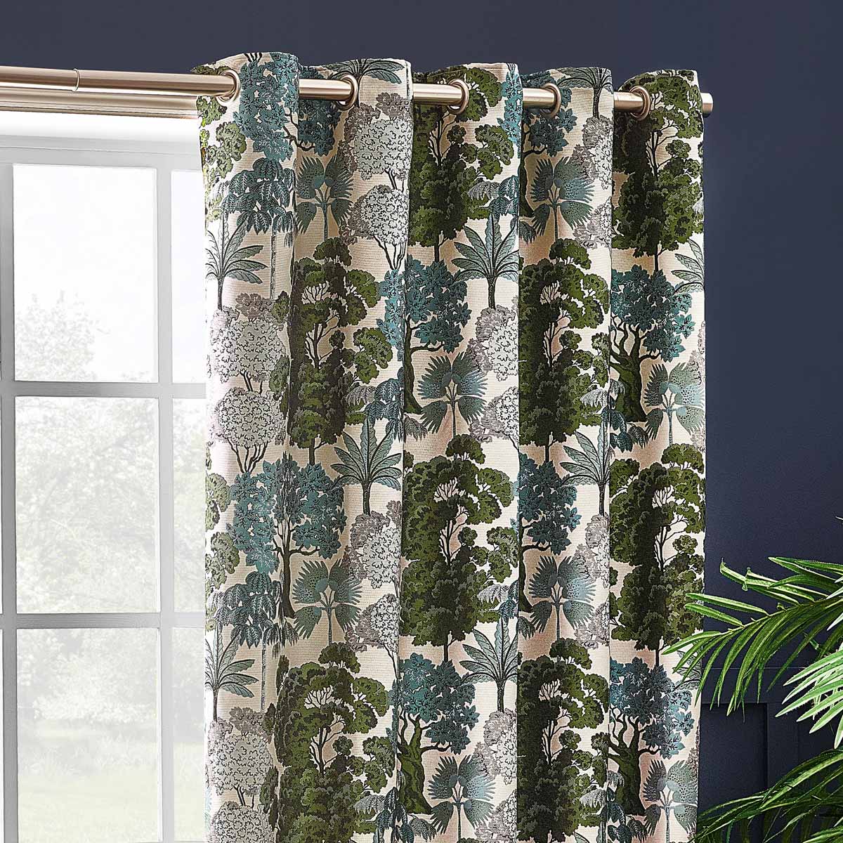 Woodlands Room Darkening Lined Eyelet Curtains by Wylder Nature