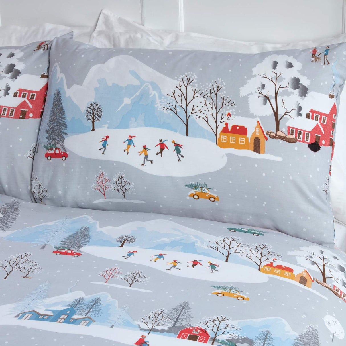 Christmas Winter Town Duvet Cover Set by Rapport Home