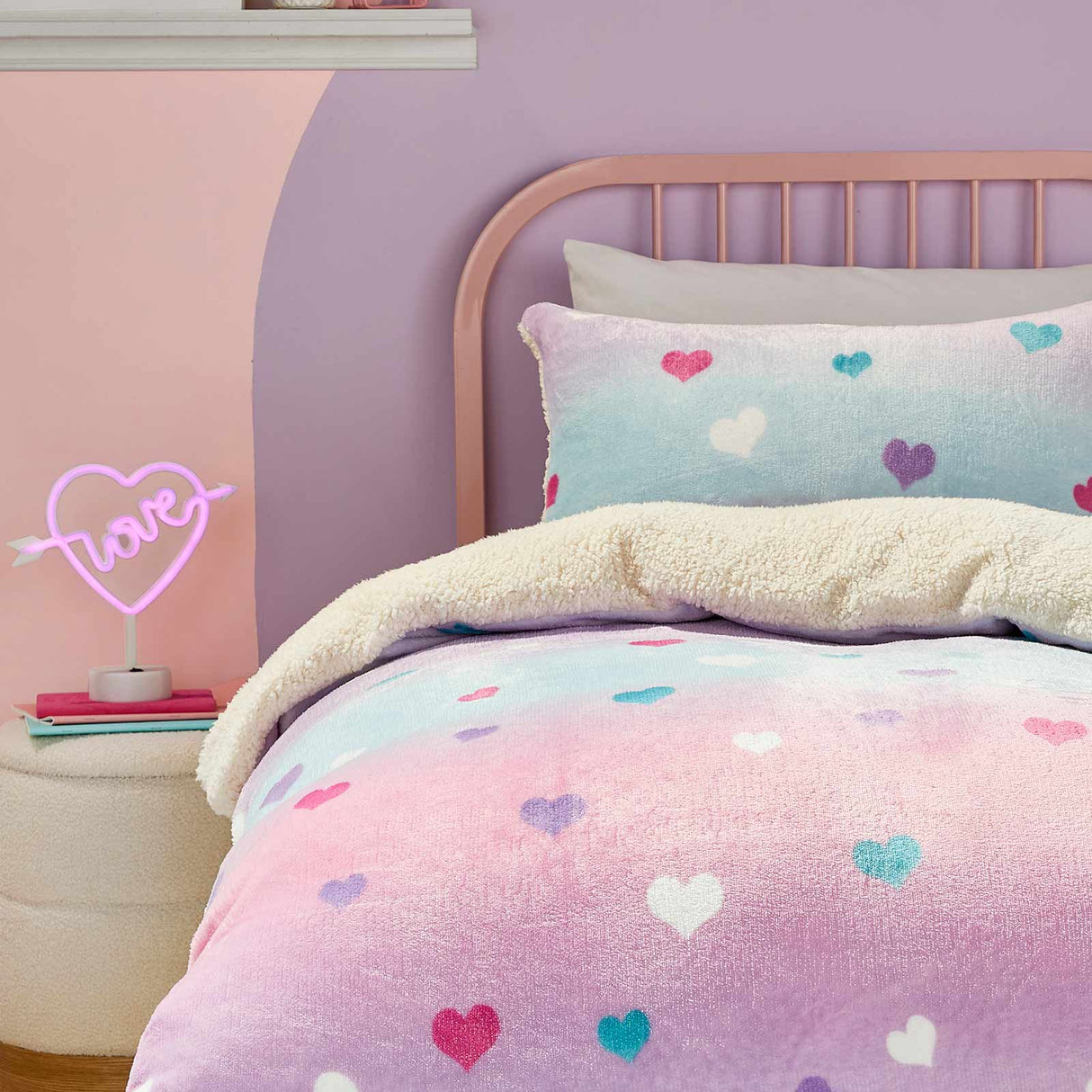 Cosy Ombre Heart Duvet Cover Set by Bedlam