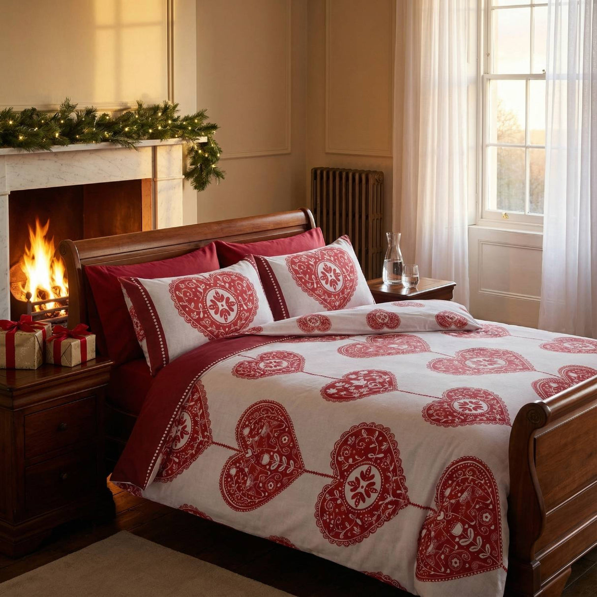 Scandi Heart Flannelette Duvet Cover Set by Rapport Home