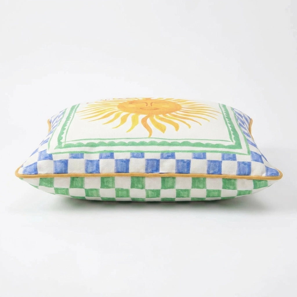 Soleil Sun Illustrated Print Outdoor Filled Cushion / Cushion Cover 2