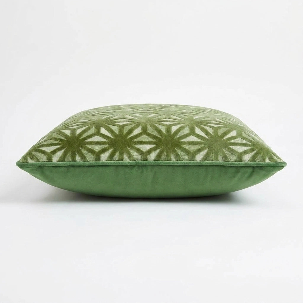 Star Geo Geometric Textured Green Filled Cushion / Cover 17" x 17" 2