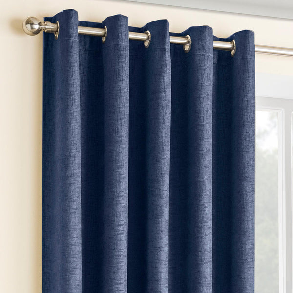 Vogue Thermal Block Out Eyelet Curtains Navy