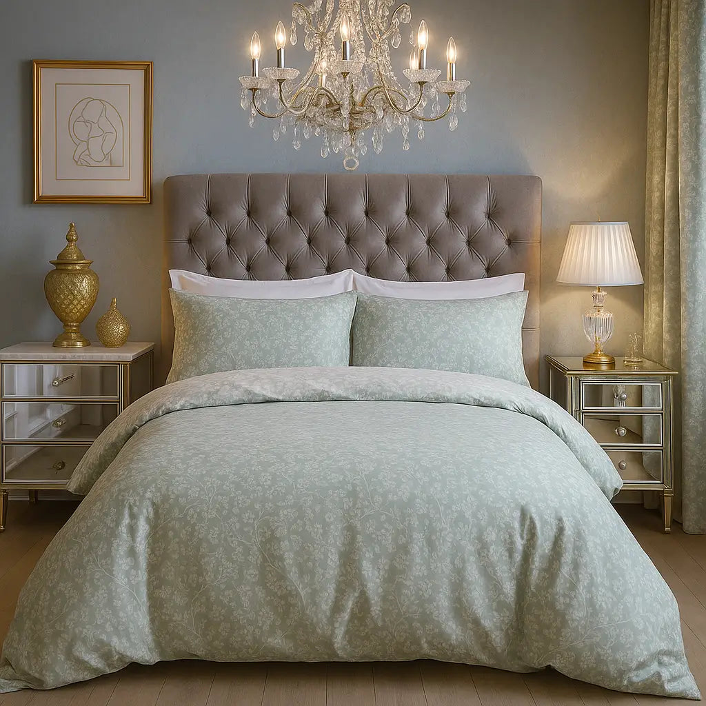 Sade Floral Green Duvet Cover Bedding Set