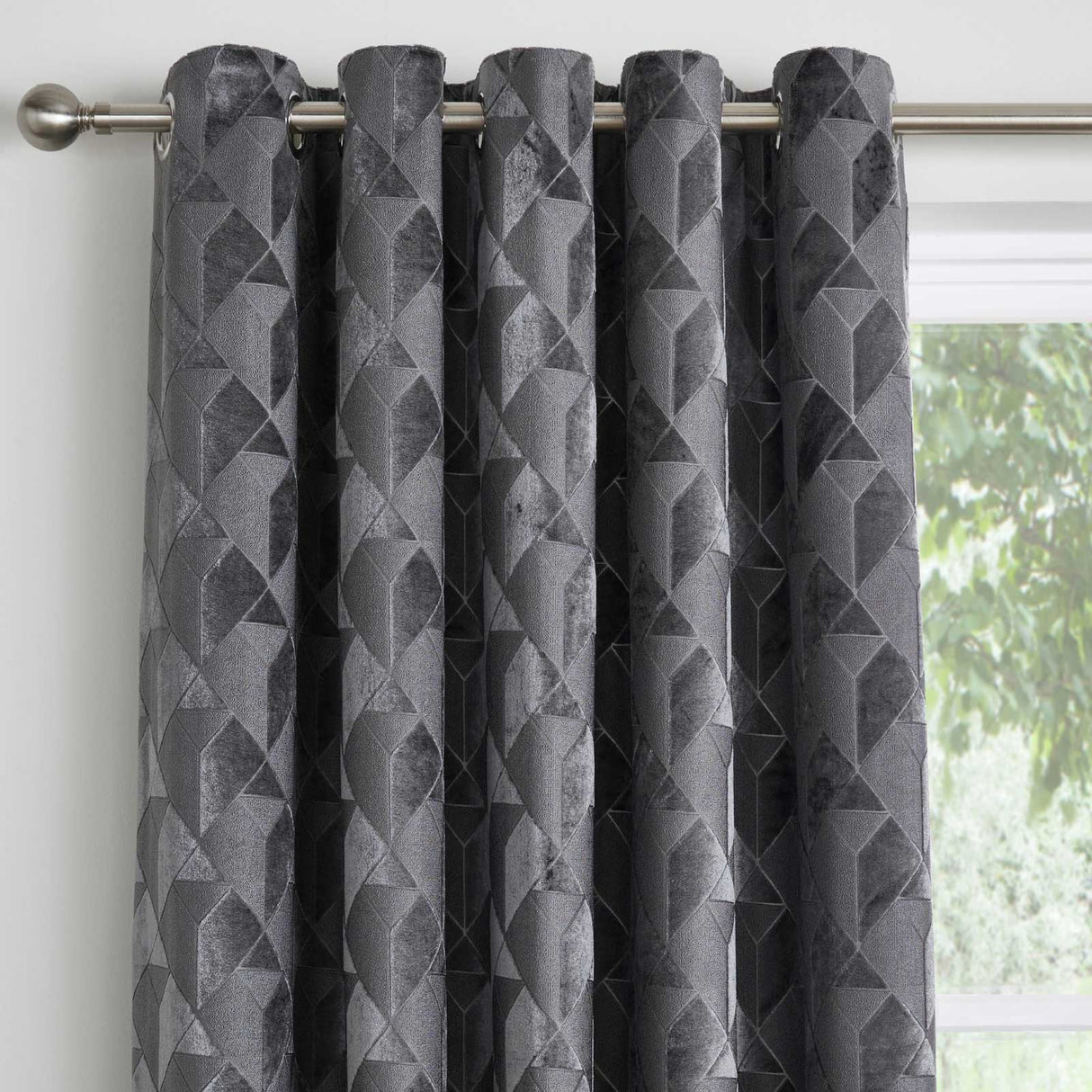 Quentin Velvet Eyelet Curtains by Fusion