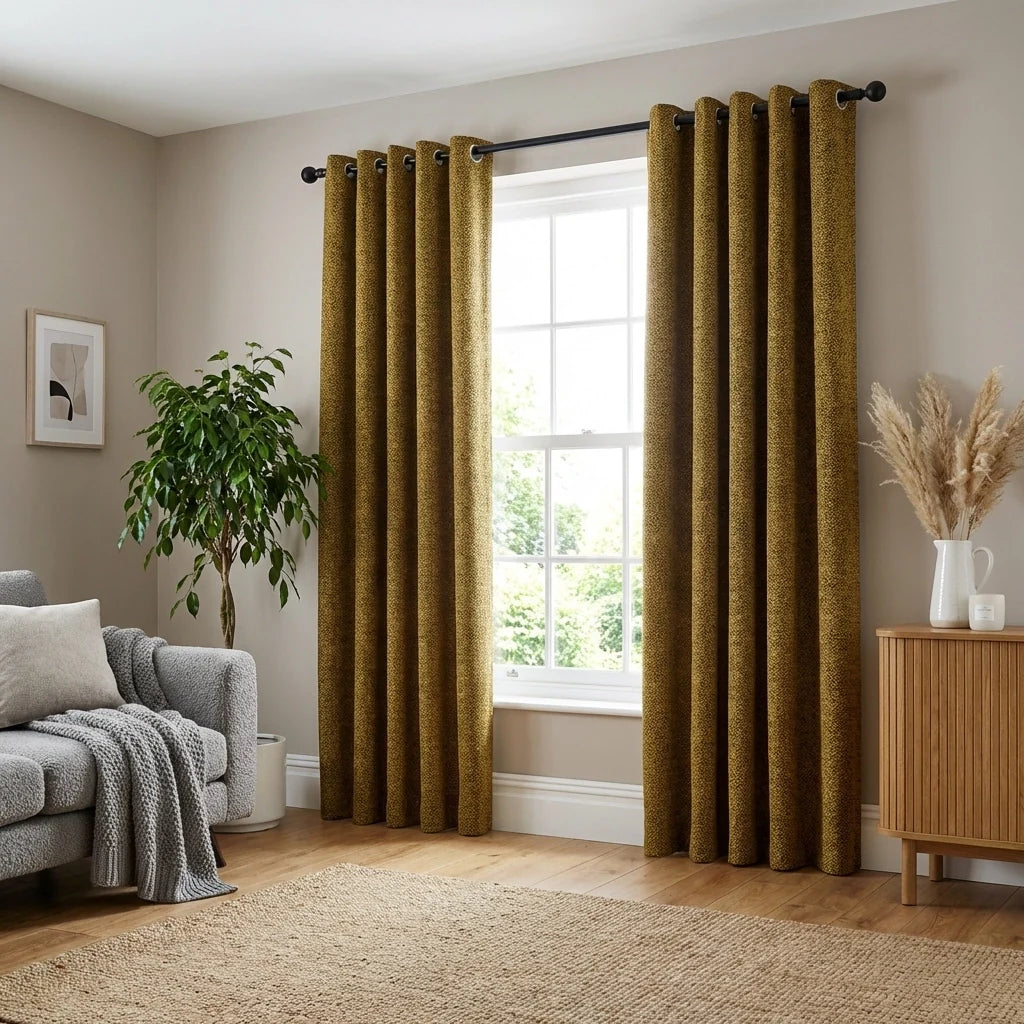 Galaxy Room Darkening Gold Blackout Eyelet Curtains