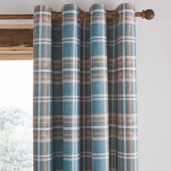 Tweed Woven Check Eyelet Curtains
