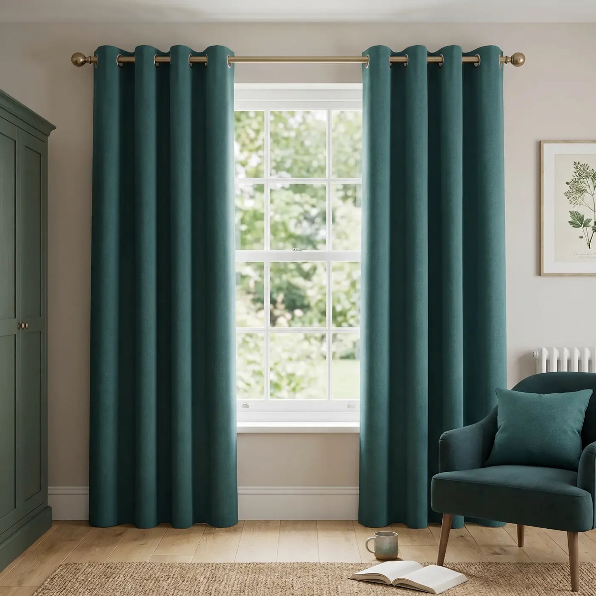 Austin Lined Blackout Eyelet Curtains - Teal