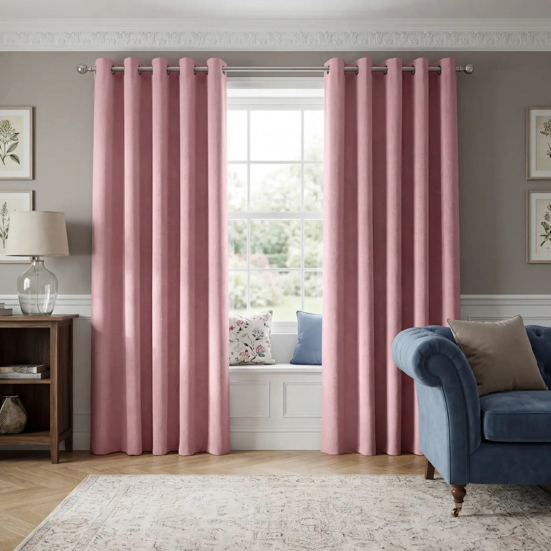 Vogue Blush Thermal Dimout Eyelet Curtains Textured Embossed