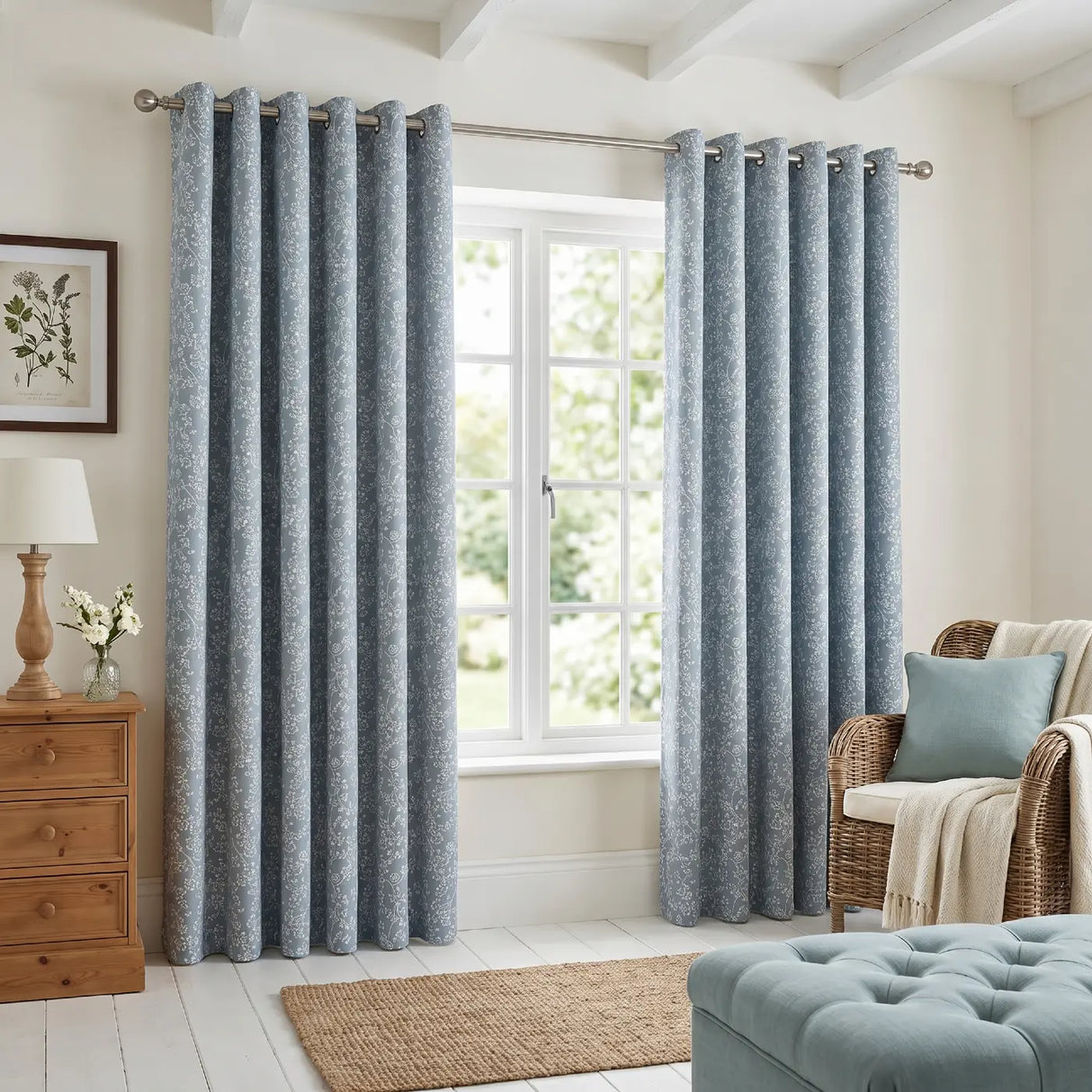 Sade Floral Eyelet Curtains 1