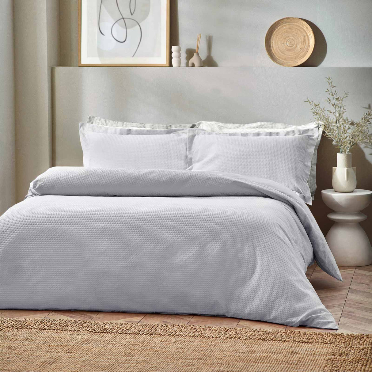Waffle Textured Cotton Linen Duvet Cover Set by Yard