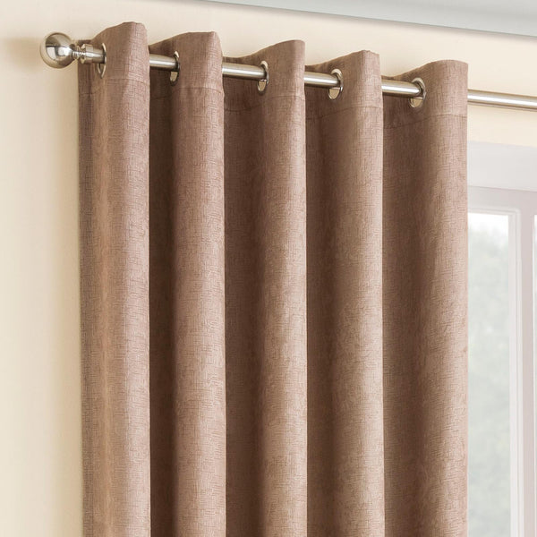 Vogue Thermal Block Out Eyelet Curtains Latte