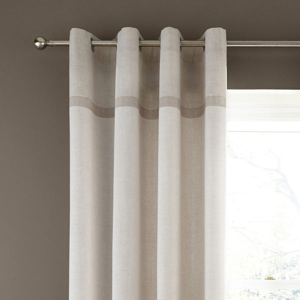 Melville Woven Texture Eyelet Curtains Natural